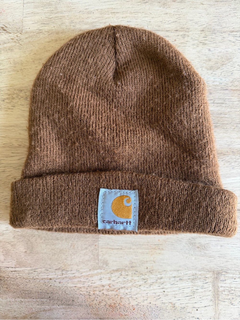 Carhartt Kids' Brown Cuffed Knit Beanie with Logo Patch